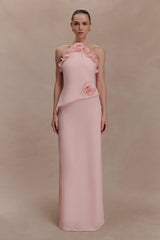 Melissa Chiffon Flower Maxi Dress Baby Pink