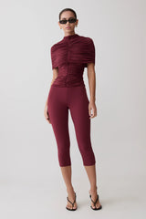 Blanca Stretch Crepe Capri Pants Mahogany