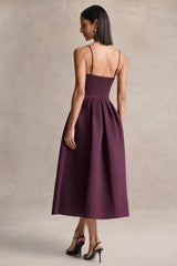 Jamila Plum Scoop Neck Midi Dress