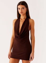 Saffron Skies Mini Dress Chocolate