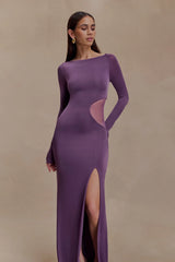 Megan Slinky And Mesh Maxi Dress Purple