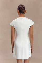 Remi Suiting Mini Dress With Floral Hardware White