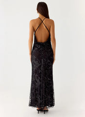 Mayim Sequin Maxi Dress Black