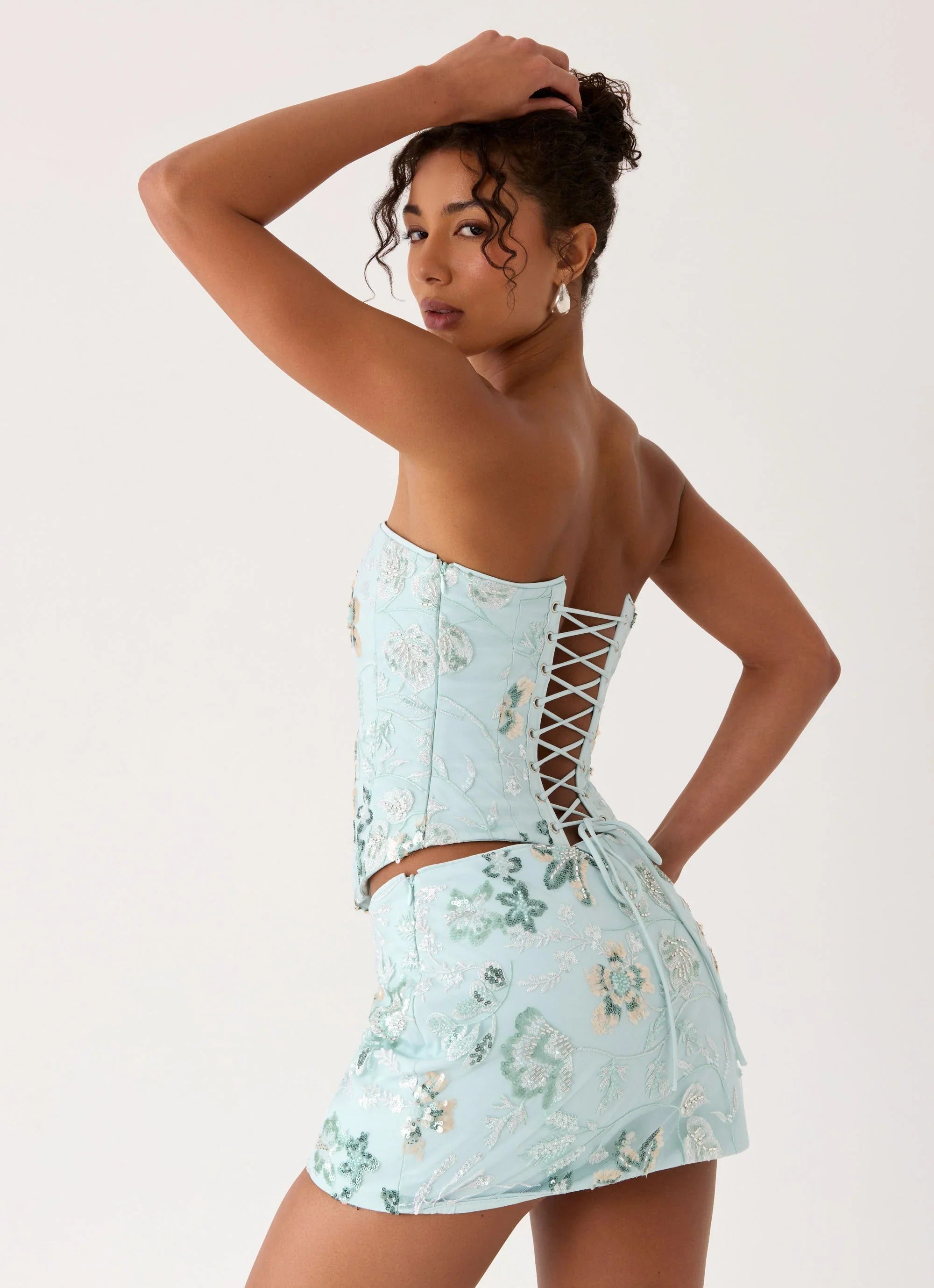 Solaire Strapless Corset Top Pistachio