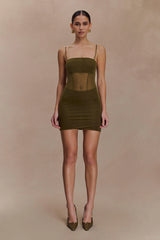 Maryk Mesh Mini Dress Khaki