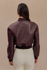Codi Faux Leather Bomber Jacket Merlot