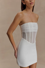 Palmer Mesh Corset Mini Dress Ivory
