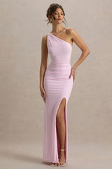 Dressing Up Pink One Shoulder Maxi Dress With Open Back Detail