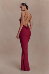 Nerea Slip Halter Maxi Dress Cherry Red