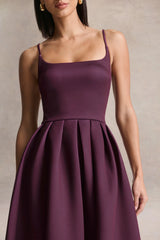 Jamila Plum Scoop Neck Midi Dress