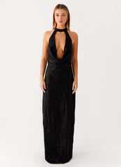 Empire Sequin Maxi Dress Black
