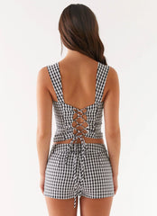 Clayton Tailored Shorts Black Gingham
