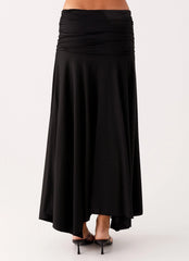 Liana Ruched Maxi Skirt Black