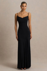 Gabbie Black Cowl Neck Maxi Dress With Mesh Back Detail