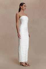 Jianna Strapless Mesh Maxi Dress Ivory