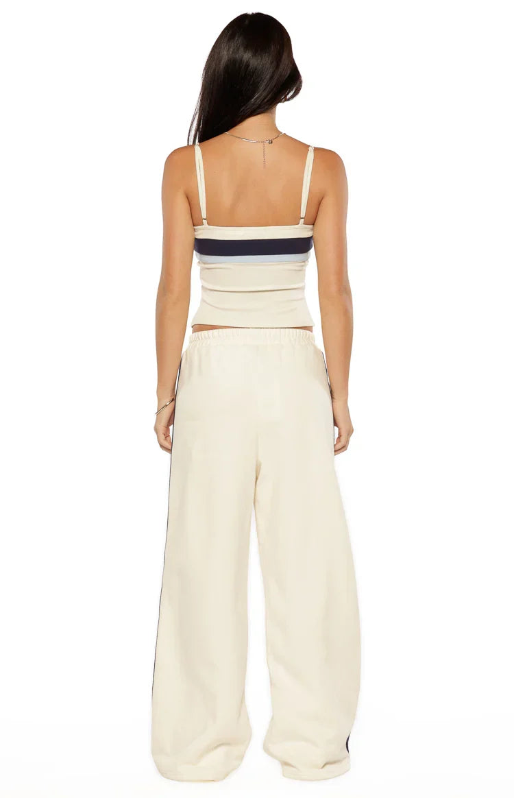 Leya White Contrast Stripe Singlet