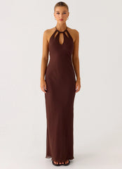 Harlyn Halter Maxi Dress Chocolate