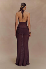 Reece Halter Knit Maxi Dress Chocolate