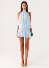 Willow Lace Mini Dress Blue